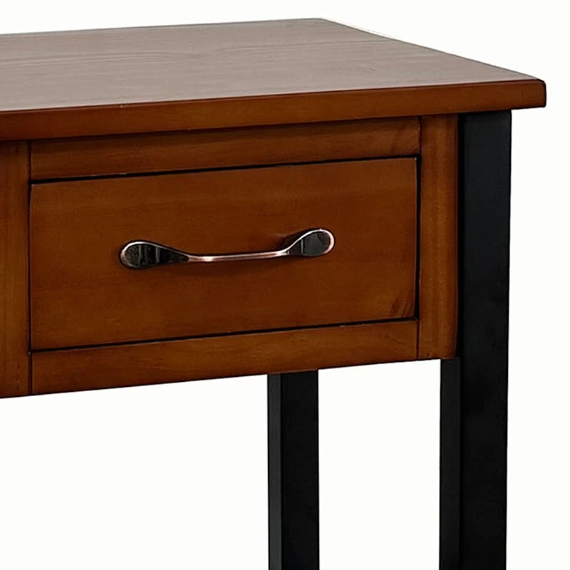 2-Drawer Walnut & Black Table, 15x26 4 2-Drawer Walnut & Black Table, 15x26 - Image 2