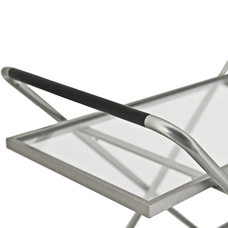 2-Tier Glass Shelf Bar Cart With Metal Frame 4 2-Tier Glass Shelf Bar Cart With Metal Frame - Image 2