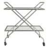 2-Tier Glass Shelf Bar Cart With Metal Frame -Chic Furniture Store 2 tier glass shelf bar cart with metal frame