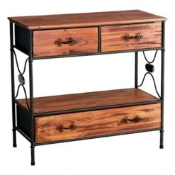 3 Drawer Wood Side Table