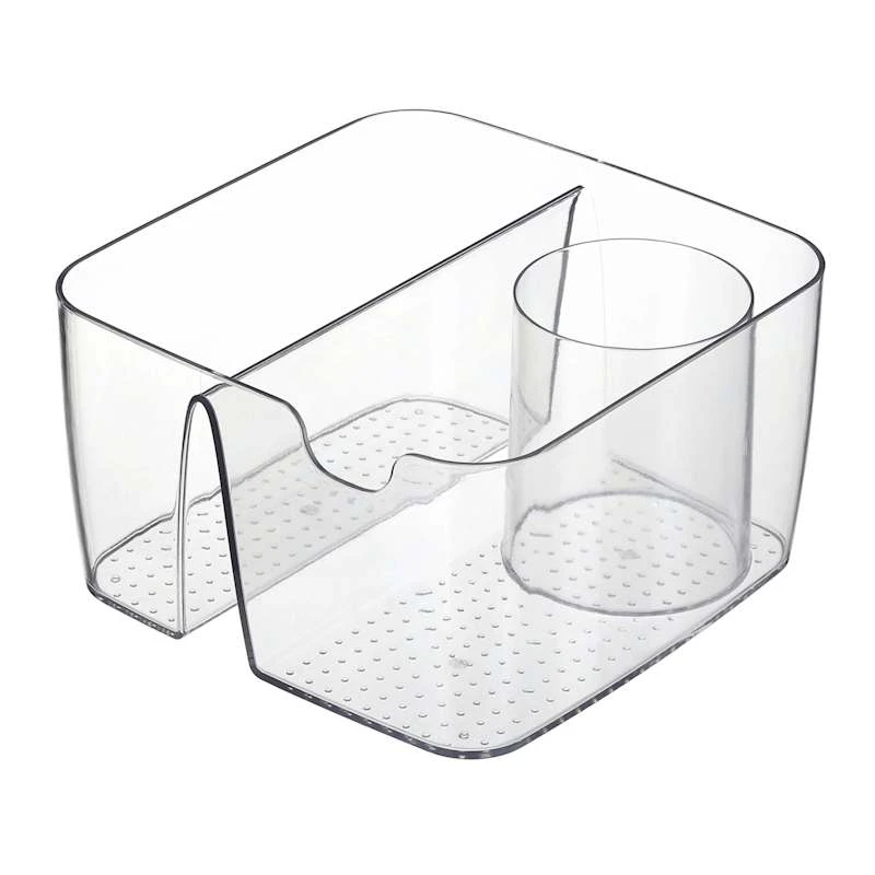 3-Section Clear Storage Bin With Holder 3 3-Section Clear Storage Bin With Holder