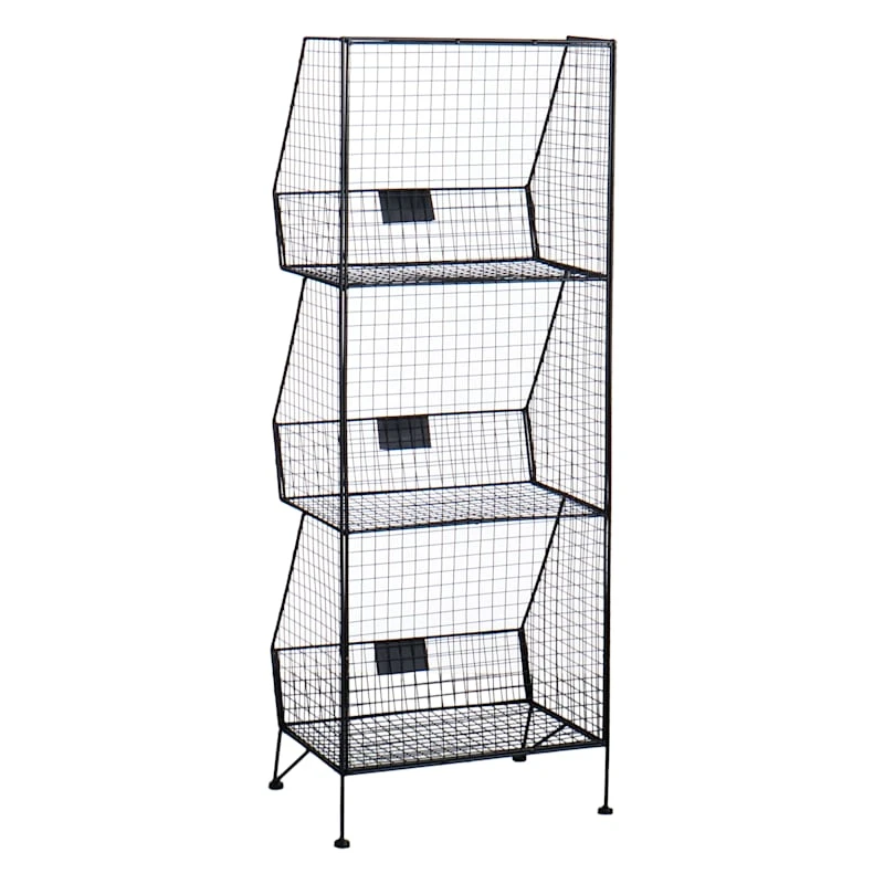 3-Tier Black Metal Mesh Shelf 4 3-Tier Black Metal Mesh Shelf - Image 2