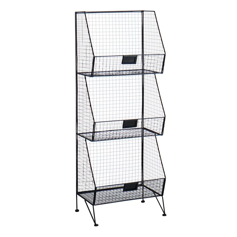3-Tier Black Metal Mesh Shelf 3 3-Tier Black Metal Mesh Shelf