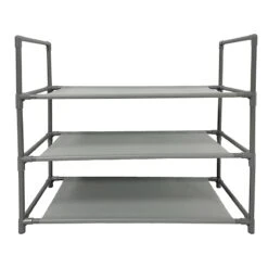 3-Tier Multi-Use Stackable Shoe Rack, Grey 6 3-Tier Multi-Use Stackable Shoe Rack, Grey -Chic Furniture Store 3 tier multi use stackable shoe rack grey 1
