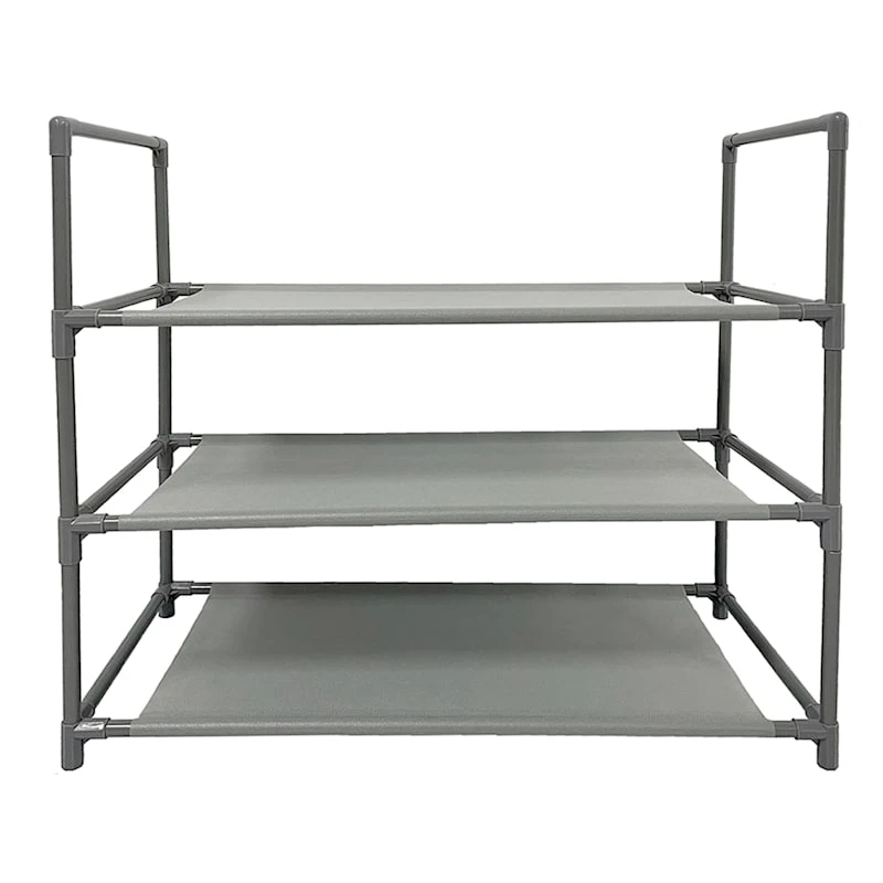 3-Tier Multi-Use Stackable Shoe Rack, Grey 4 3-Tier Multi-Use Stackable Shoe Rack, Grey - Image 2