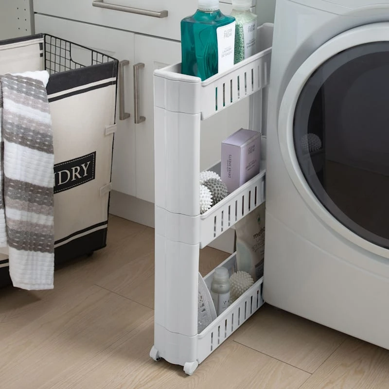 3-Tier Slim Rolling Organizer, White 4 3-Tier Slim Rolling Organizer, White - Image 2