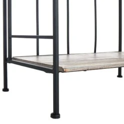 4-Tier Black Metal Baker Rack With Folding Wood Top Shelves -Chic Furniture Store 4 tier black metal baker rack with folding wood top shelves 4