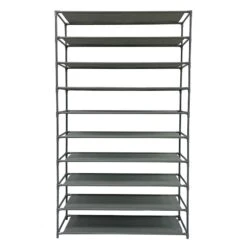 50-Pair Fabric Shelf Standing Shoe Rack, Light Grey