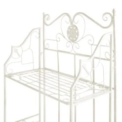 Antique White Metal Baker's Rack With Folding Shelves, 51" 10 Antique White Metal Baker's Rack With Folding Shelves, 51" -Chic Furniture Store antique white metal bakers rack with folding shelves 51 3