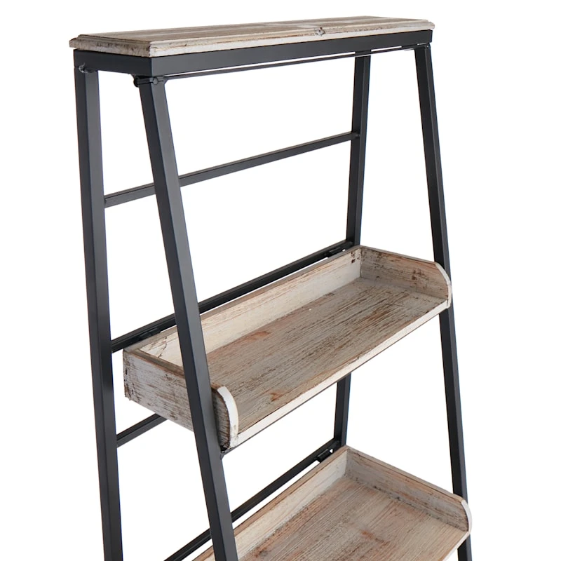 Black Metal Folding Rack With Wood Tray Layer 7 Black Metal Folding Rack With Wood Tray Layer - Image 5