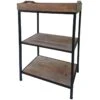Black Metal Rack With Wood Tray Top -Chic Furniture Store black metal rack with wood tray top