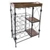 Black Metal Wine Rack With Wood Tray Top -Chic Furniture Store black metal wine rack with wood tray top