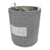 Black Striped Round Laundry Hamper, Medium -Chic Furniture Store black striped round laundry hamper medium