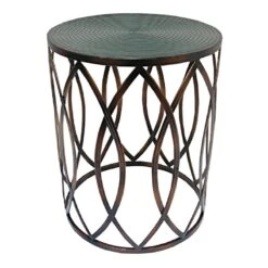 Chic Furniture Store 5 Copper Round Metal Side Table, Medium