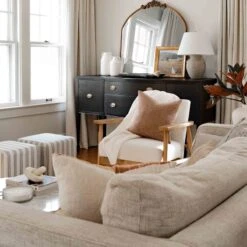 Cottage Thin Striped Ottoman 8 Cottage Thin Striped Ottoman -Chic Furniture Store cottage thin striped ottoman 2