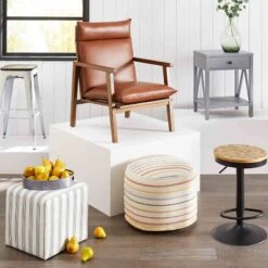 Cottage Thin Striped Ottoman 9 Cottage Thin Striped Ottoman -Chic Furniture Store cottage thin striped ottoman 3