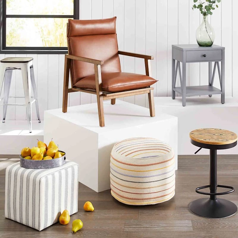 Cottage Thin Striped Ottoman 6 Cottage Thin Striped Ottoman - Image 4