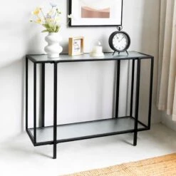 Crosby St Cooper Metal Console Table, Black -Chic Furniture Store crosby st cooper metal console table black 4