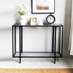 Crosby St Cooper Metal Console Table, Black -Chic Furniture Store crosby st cooper metal console table black 5