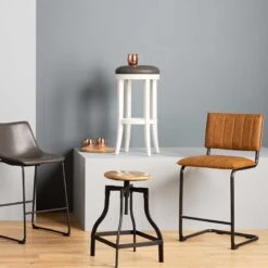 Crosby St Luka Faux Leather Counter Stool, Light Brown -Chic Furniture Store crosby st luka faux leather counter stool light brown 5