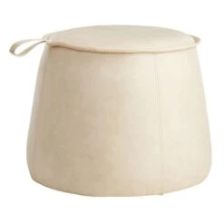 Crosby St Rowan Cream Faux Leather Ottoman