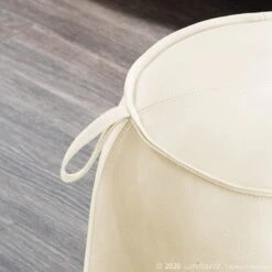 Crosby St Rowan Cream Faux Leather Ottoman -Chic Furniture Store crosby st rowan cream faux leather ottoman 5