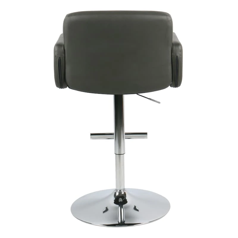 Crosby St Stout Adjustable Faux Leather Barstool, Grey 6 Crosby St Stout Adjustable Faux Leather Barstool, Grey - Image 4