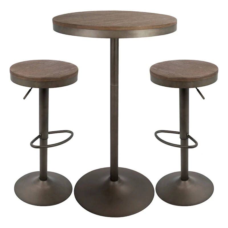 Dakota 3-Piece Antique Bronze Dining Table Set 3 Dakota 3-Piece Antique Bronze Dining Table Set