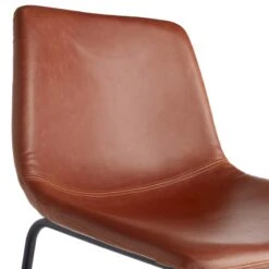 Drake Cognac Faux Leather Modern Industrial Barstool, 30" -Chic Furniture Store drake cognac faux leather modern industrial barstool 30 3