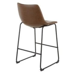 Drake Espresso Faux Leather Modern Industrial Barstool, 30" -Chic Furniture Store drake espresso faux leather modern industrial barstool 30 3
