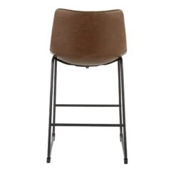 Drake Espresso Faux Leather Modern Industrial Barstool, 30" -Chic Furniture Store drake espresso faux leather modern industrial barstool 30 5