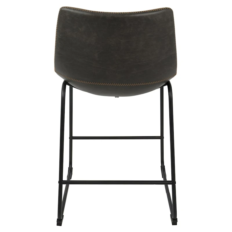 Drake Modern Industrial Faux Leather Counter Stool, Dark Grey 5 Drake Modern Industrial Faux Leather Counter Stool, Dark Grey - Image 3