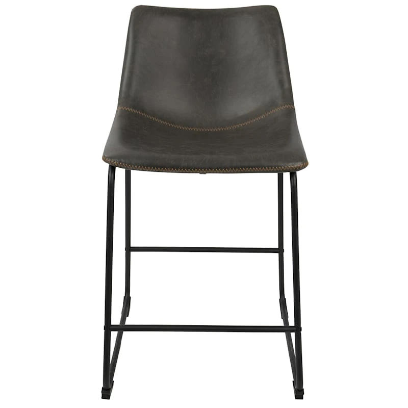 Drake Modern Industrial Faux Leather Counter Stool, Dark Grey 6 Drake Modern Industrial Faux Leather Counter Stool, Dark Grey - Image 4