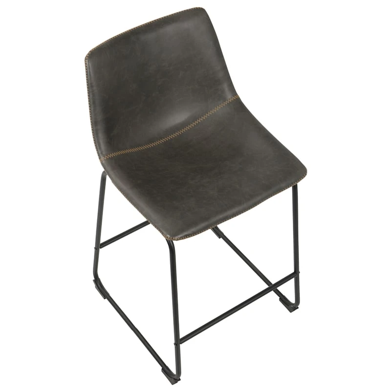 Drake Modern Industrial Faux Leather Counter Stool, Dark Grey 7 Drake Modern Industrial Faux Leather Counter Stool, Dark Grey - Image 5