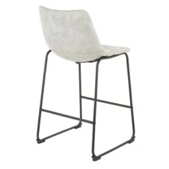 Drake Modern Industrial Faux Leather Counter Stool, Light Grey -Chic Furniture Store drake modern industrial faux leather counter stool light grey 3