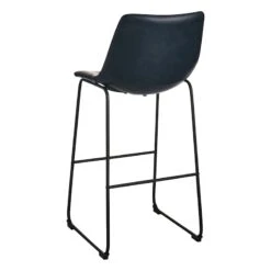 Drake Navy Blue Faux Leather Barstool -Chic Furniture Store drake navy blue faux leather barstool 2