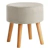 Emmy Grey Velvet Round Wood Leg Ottoman -Chic Furniture Store emmy grey velvet round wood leg ottoman