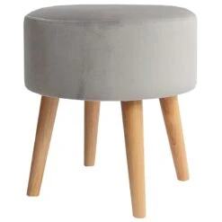Emmy Grey Velvet Round Wood Leg Ottoman 10 Emmy Grey Velvet Round Wood Leg Ottoman -Chic Furniture Store emmy grey velvet round wood leg ottoman 3