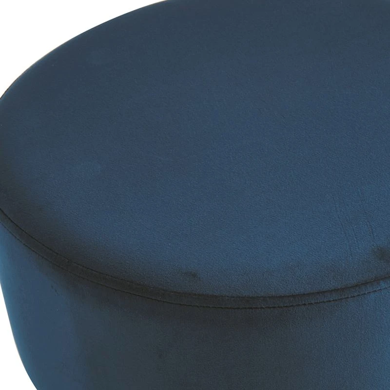 Emmy Navy Blue Velvet Round Wood Leg Ottoman 4 Emmy Navy Blue Velvet Round Wood Leg Ottoman - Image 2