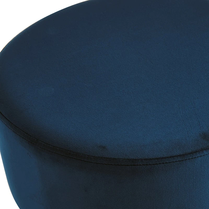 Emmy Navy Blue Velvet Round Wood Leg Ottoman 5 Emmy Navy Blue Velvet Round Wood Leg Ottoman - Image 3