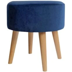 Emmy Navy Blue Velvet Round Wood Leg Ottoman 11 Emmy Navy Blue Velvet Round Wood Leg Ottoman -Chic Furniture Store emmy navy blue velvet round wood leg ottoman 3