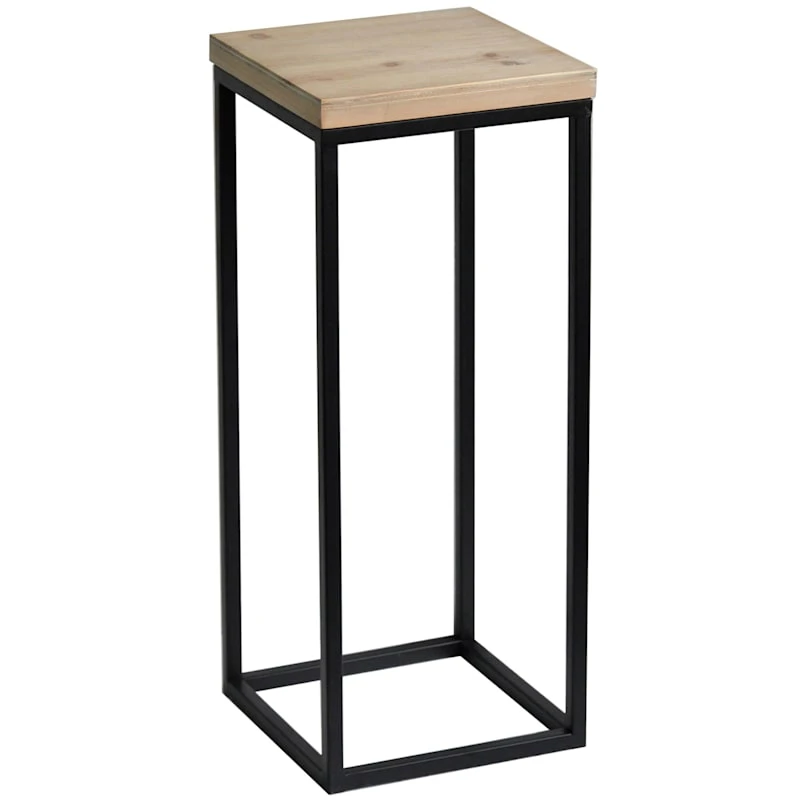 Fiona Wood Top Plant Stand With Metal Base, Small 3 Fiona Wood Top Plant Stand With Metal Base, Small