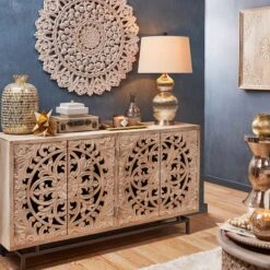Found & Fable Carved 4-Door Sideboard 9 Found & Fable Carved 4-Door Sideboard -Chic Furniture Store found fable carved 4 door sideboard 2