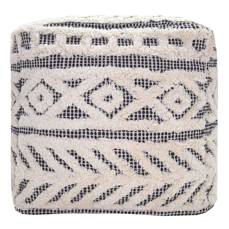 Found & Fable Kai Diamond Tufted Pouf, 16" 4 Found & Fable Kai Diamond Tufted Pouf, 16" - Image 2