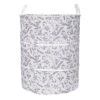 Grey Floral Canvas Laundry Hamper, Medium 1 Grey Floral Canvas Laundry Hamper, Medium -Chic Furniture Store grey floral canvas laundry hamper medium