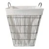 Grey Tapered Wavy Metal Wire Laundry Hamper, Medium 2 Grey Tapered Wavy Metal Wire Laundry Hamper, Medium -Chic Furniture Store grey tapered wavy metal wire laundry hamper medium