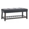 Honeybloom Collins Black Leather Bench -Chic Furniture Store honeybloom collins black leather bench