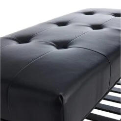 Honeybloom Collins Black Leather Bench -Chic Furniture Store honeybloom collins black leather bench 2