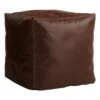 Honeybloom Faux Leather Brown Pouf With Baseball Stitch -Chic Furniture Store honeybloom faux leather brown pouf with baseball stitch