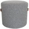 Honeybloom Rica Textured Pouf With Faux Leather Handles, Grey -Chic Furniture Store honeybloom rica textured pouf with faux leather handles grey